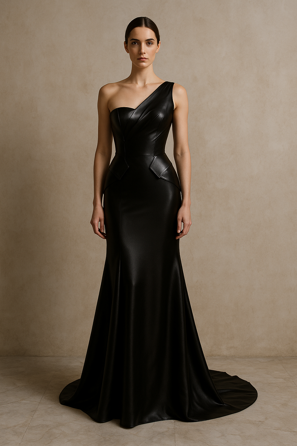 Théaïs — Robe de soirée en satin & cuir